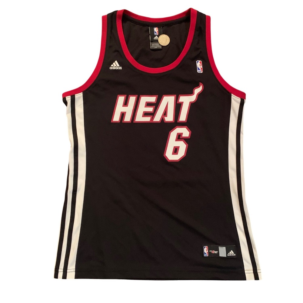 Adidas LeBron James‎ Miami Heat Jersey Womens L Black NBA 6 nba4her Basketball